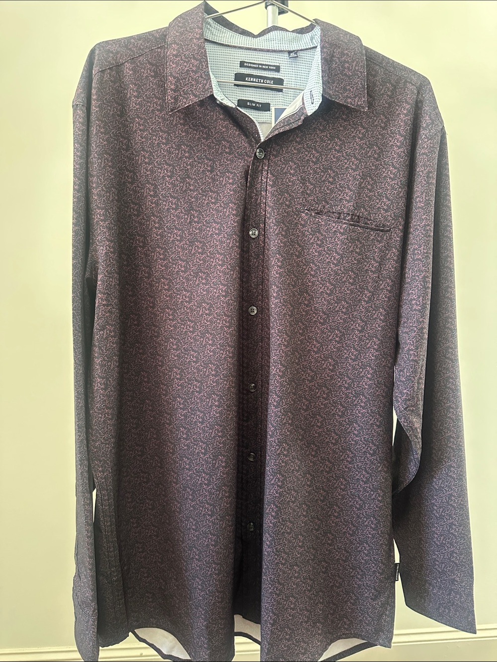 NEW Kenneth Cole Men's black Micro-Pattern Button-Down Shirt